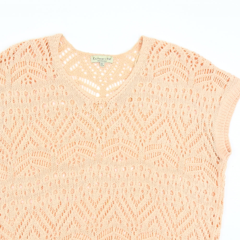 F&F Womens Orange  Knit Pullover Jumper Size 12