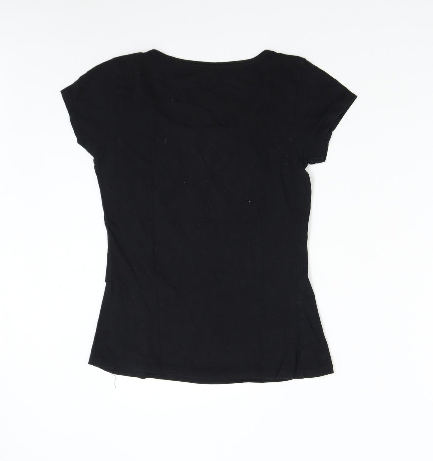 Womens UK Size M Preworn Black Basic T-Shirt