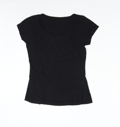Womens UK Size M Preworn Black Basic T-Shirt