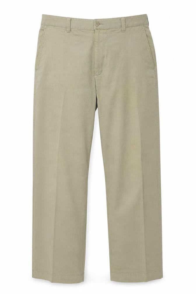 Front view of Marks & Spencer women’s beige trousers, size UK 36, in, 29-inch leg