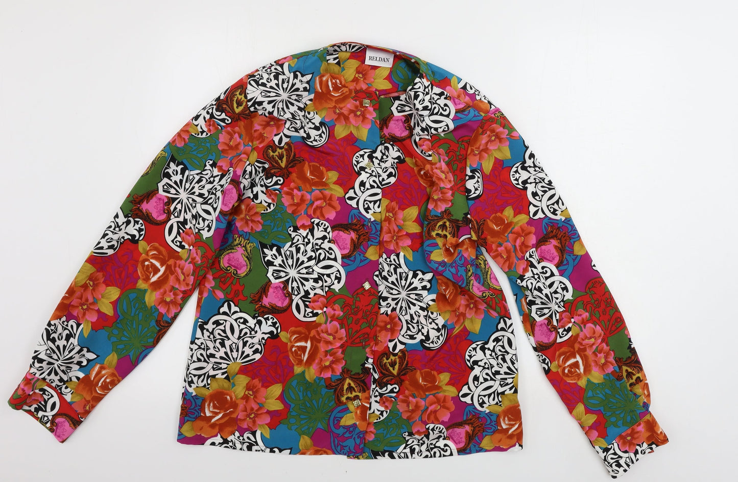 Reldan  Womens Red Floral  Jacket Blazer Size 12