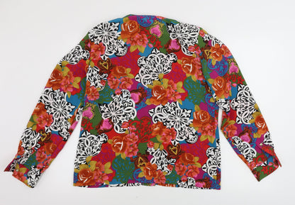 Reldan  Womens Red Floral  Jacket Blazer Size 12