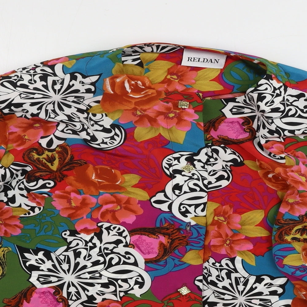Reldan  Womens Red Floral  Jacket Blazer Size 12