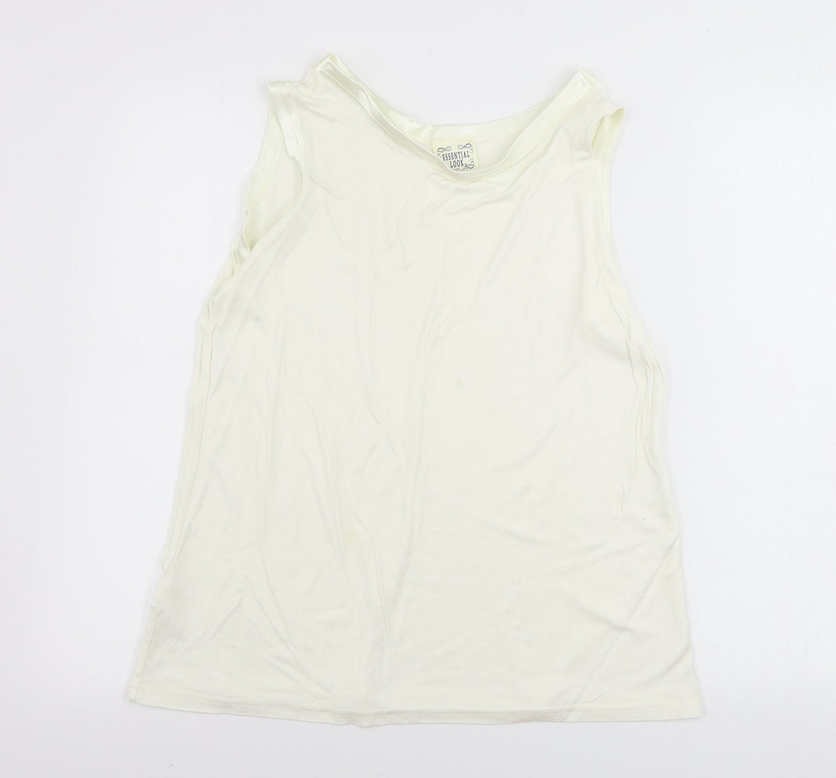 Additional front view of Essentials look women’s ivory basic tank, size M