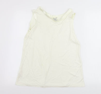 Additional front view of Essentials look women’s ivory basic tank, size M
