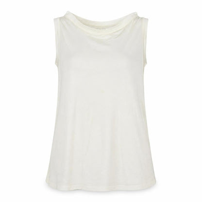 Front view of Essentials look women’s ivory basic tank, size M
