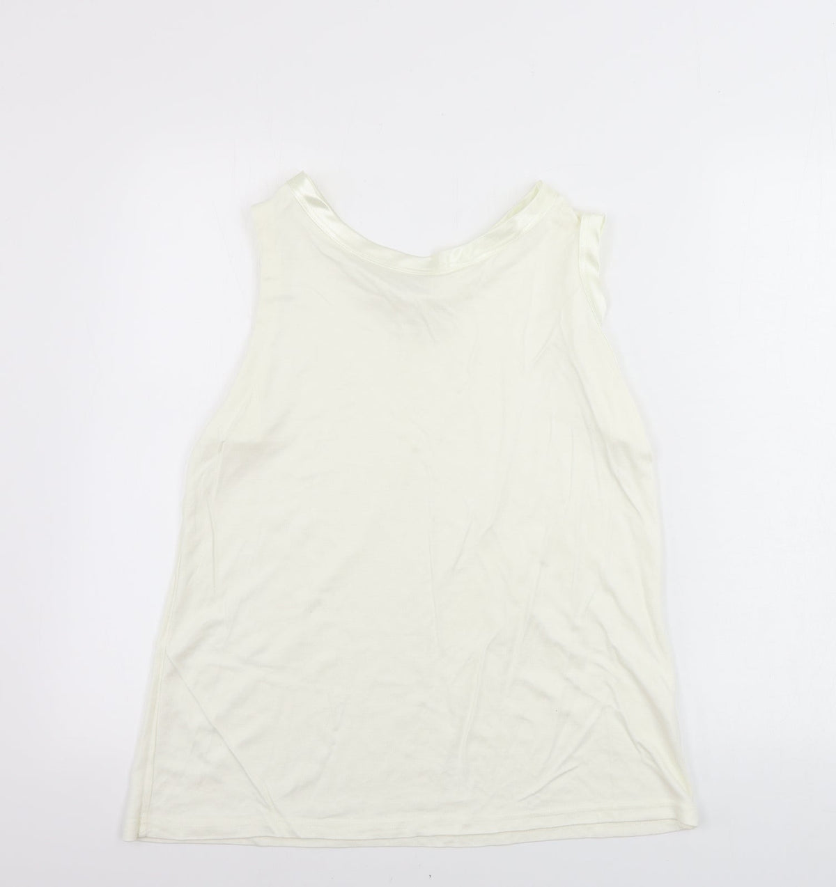 Back view of Essentials look women’s ivory basic tank, size M