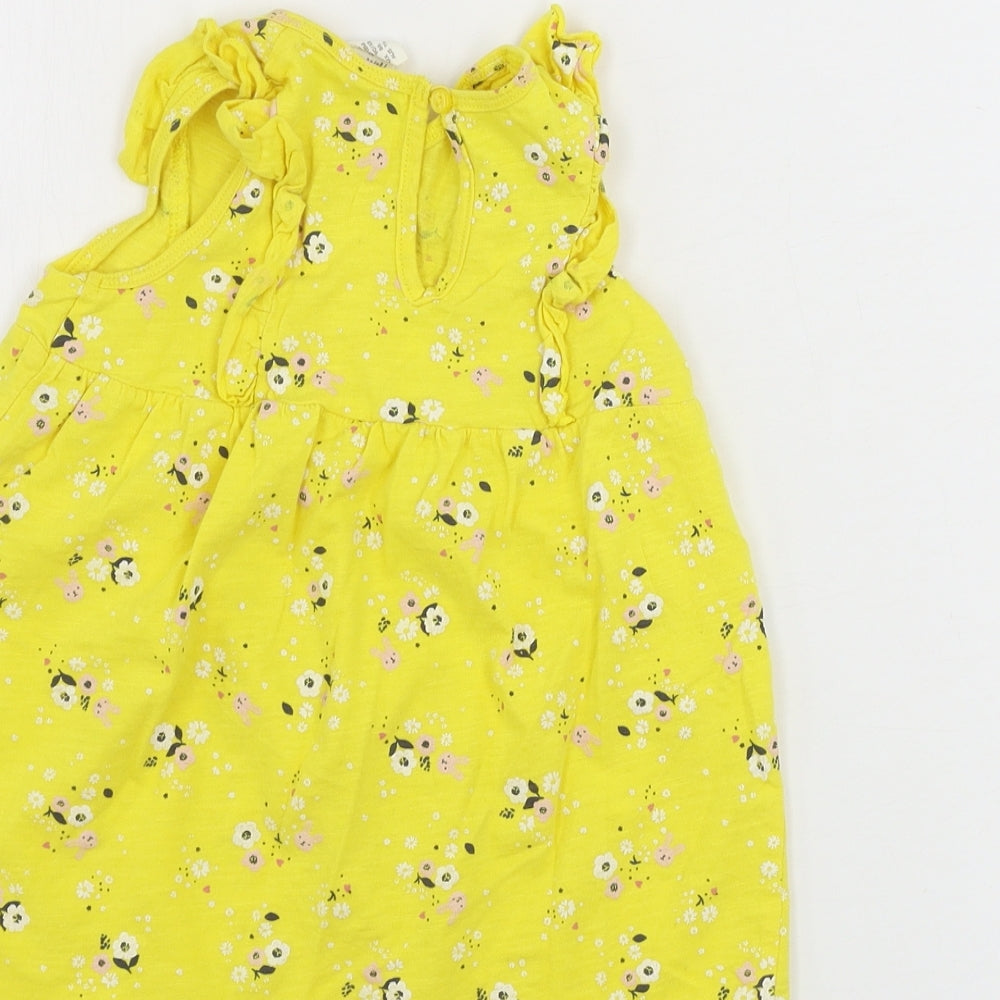 H&M  Girls Yellow Floral  A-Line  Size 12-18 Months