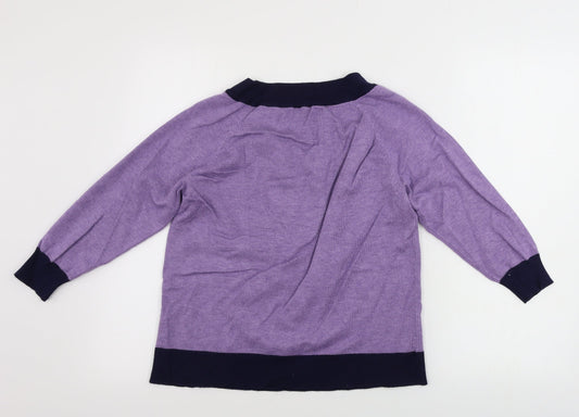 Womens UK Size 14 M&Co Purple Pullover Jumper
