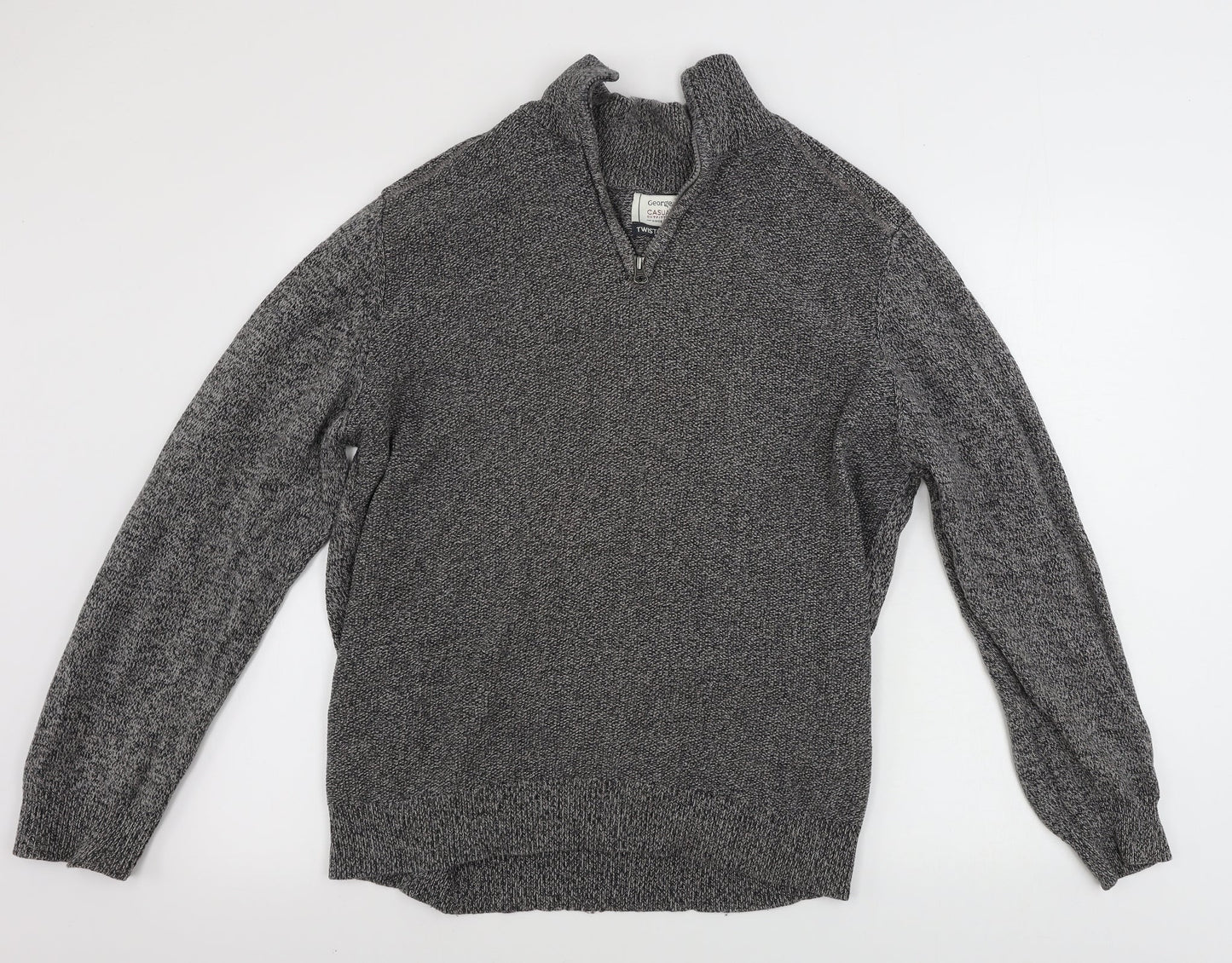 George  Mens Grey   Henley Jumper Size L