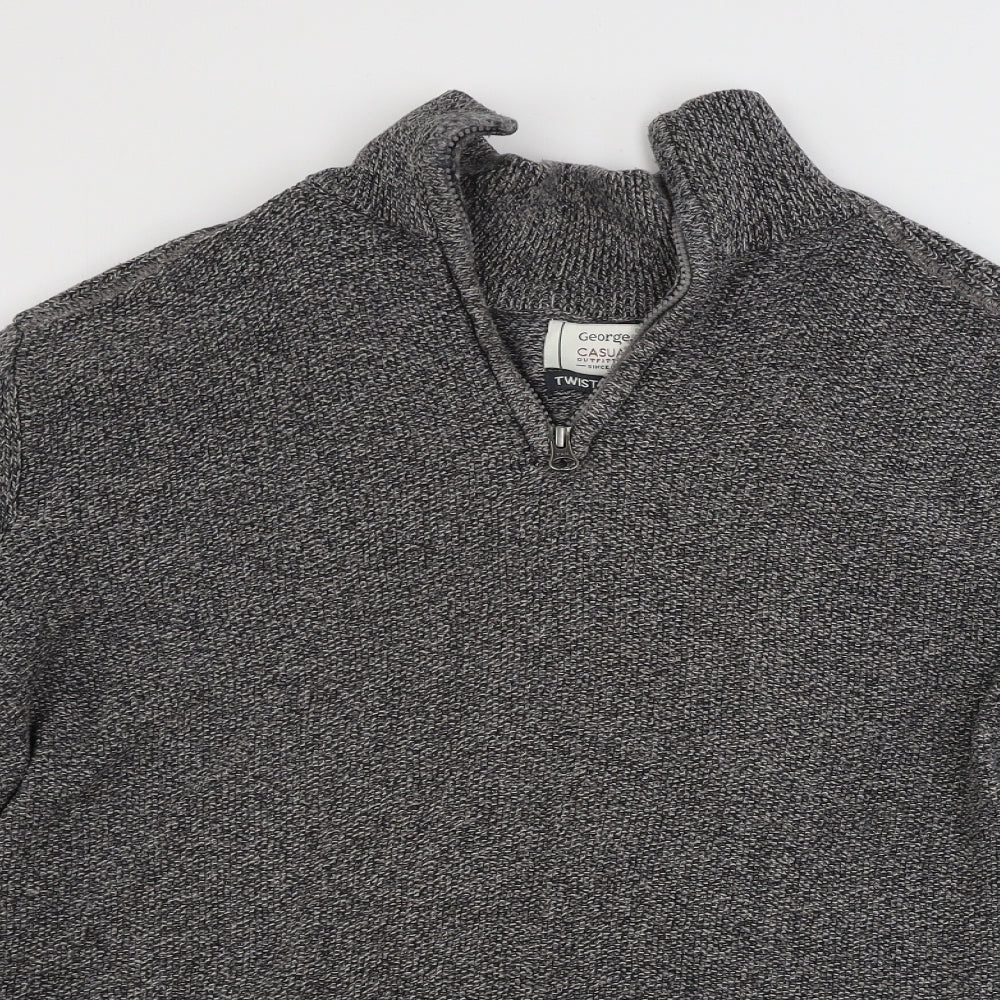George  Mens Grey   Henley Jumper Size L
