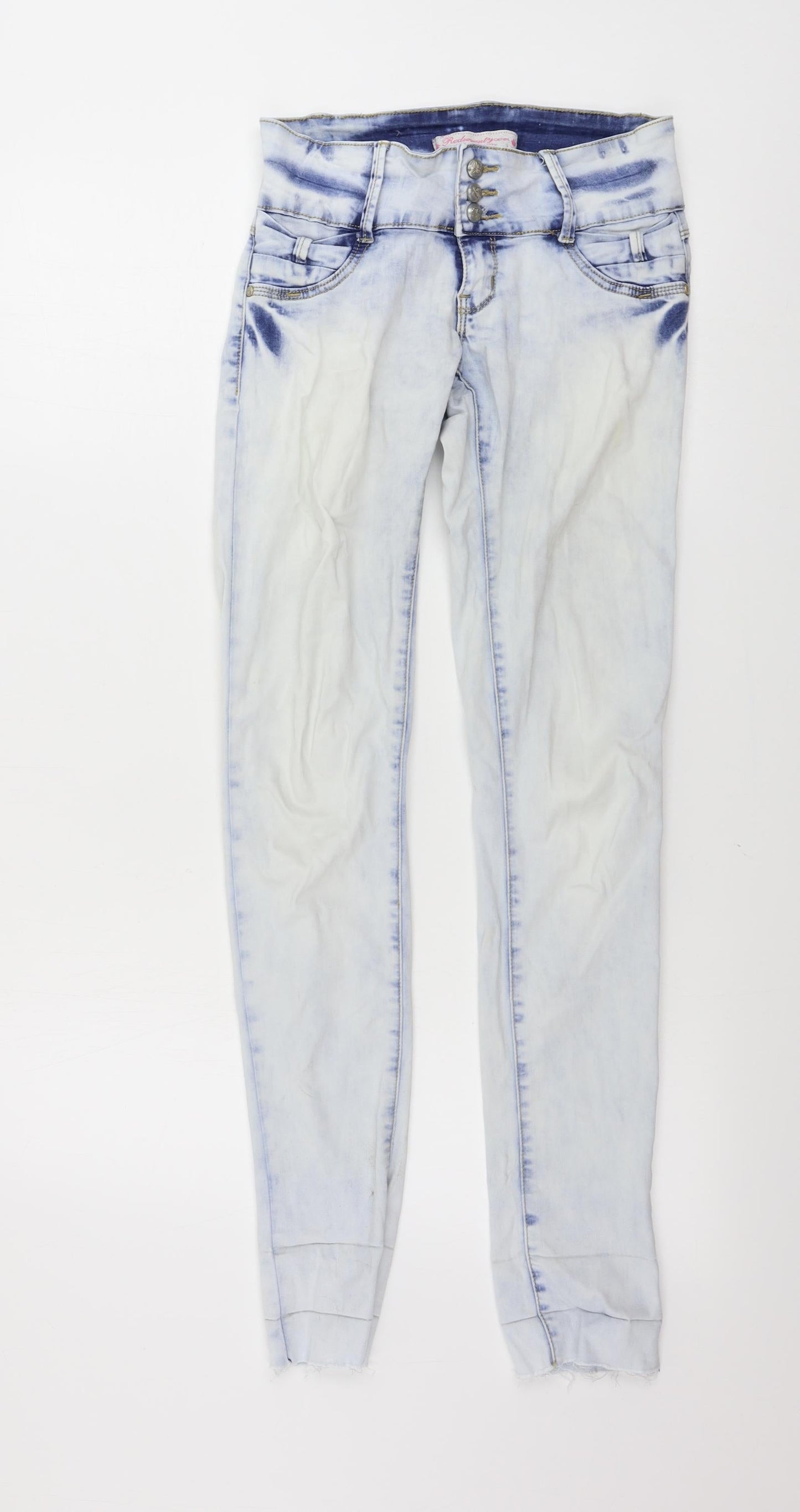 Womens UK Size S Preworn Regular Fit Skinny Blue Jeans