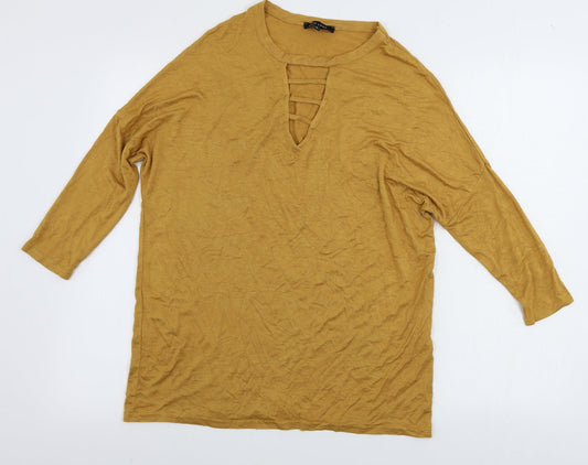 Womens UK Size 12 New Look Yellow Basic Blouse
