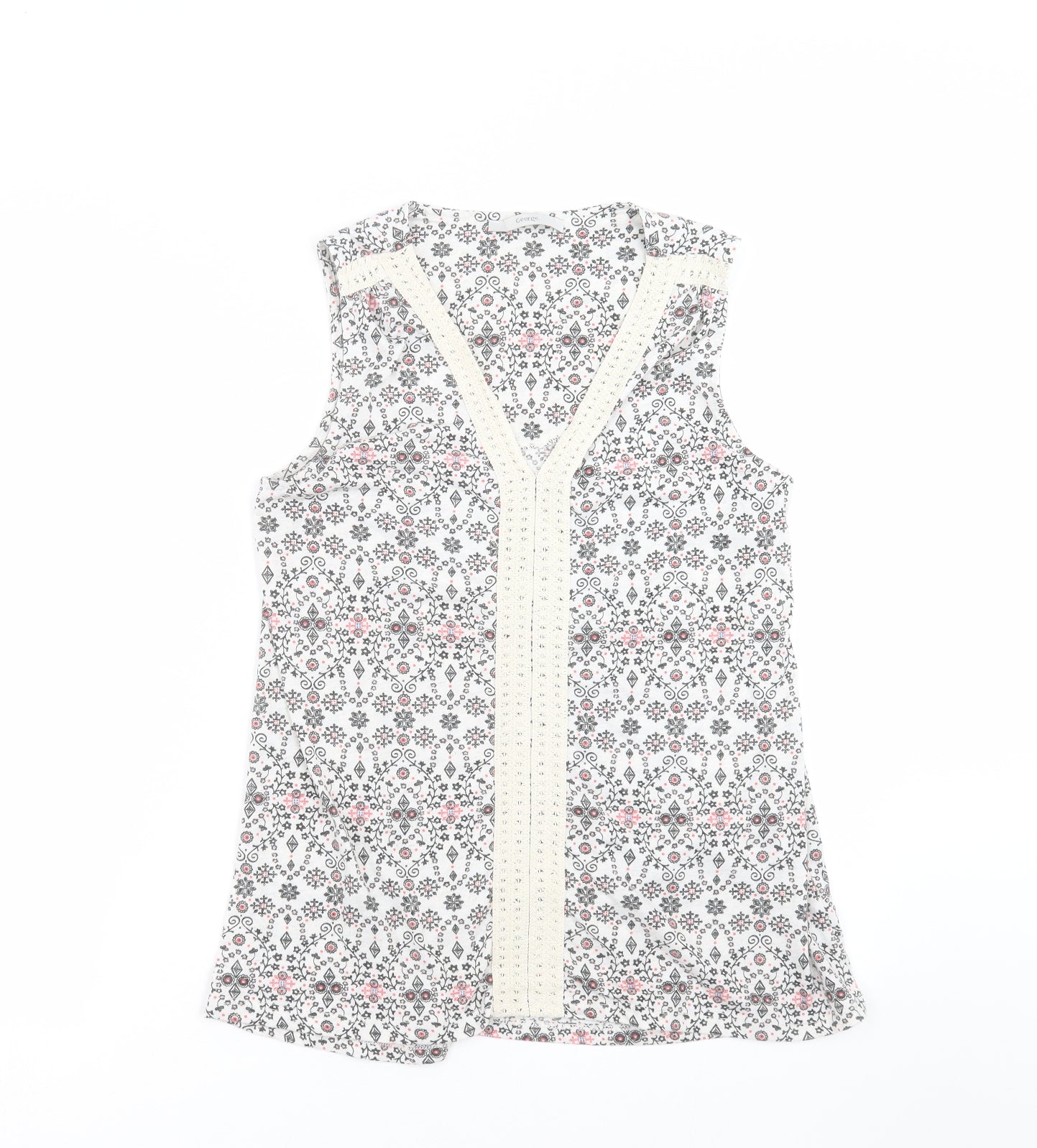 George Womens White Floral  Basic Blouse Size 10