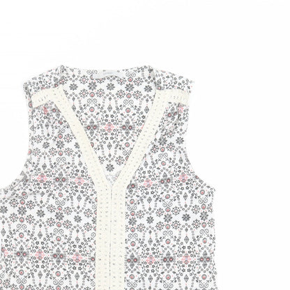 George Womens White Floral  Basic Blouse Size 10