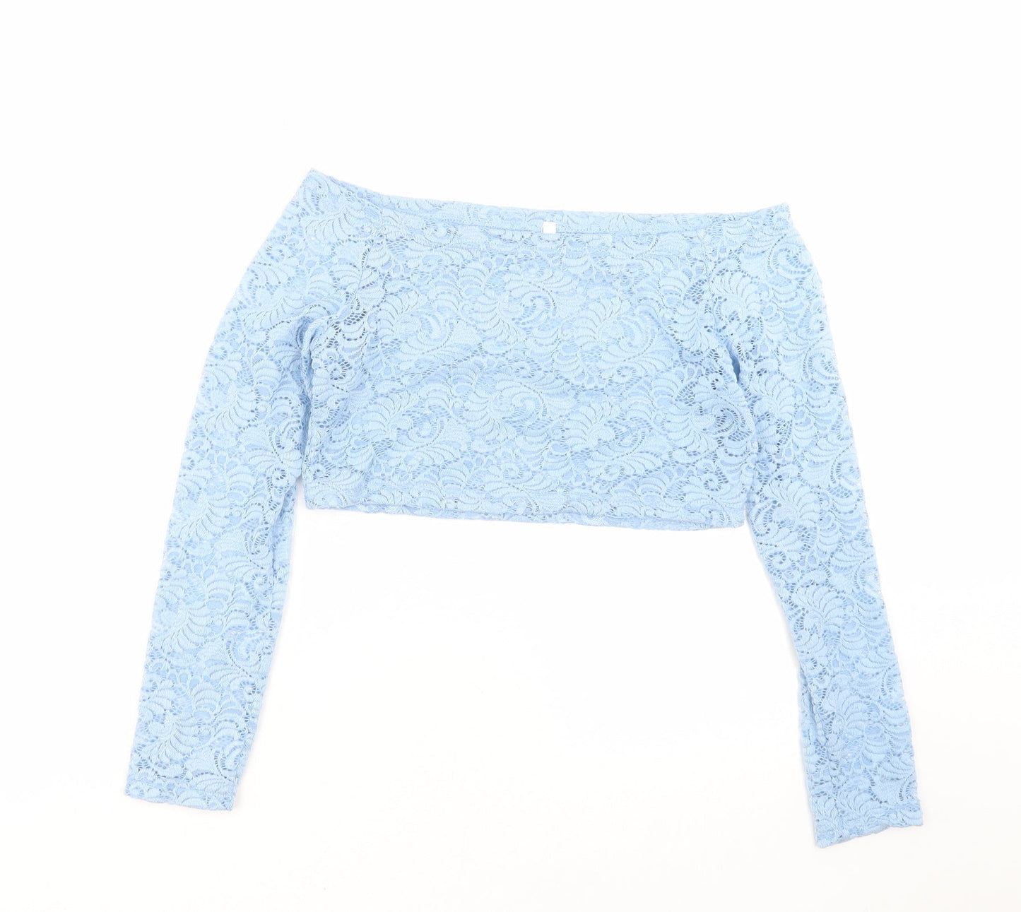 Womens UK Size L Preworn Blue Cropped Blouse