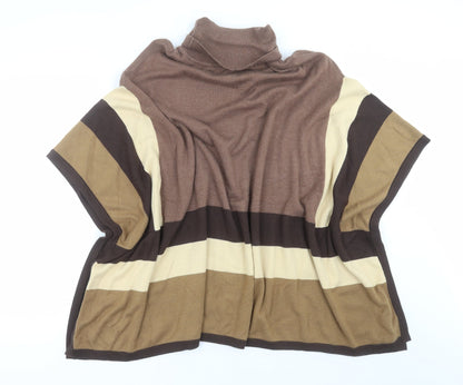 Cruz Womens Brown Striped Knit Cape Jumper Size M
