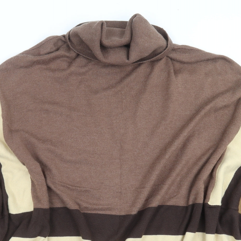 Cruz Womens Brown Striped Knit Cape Jumper Size M