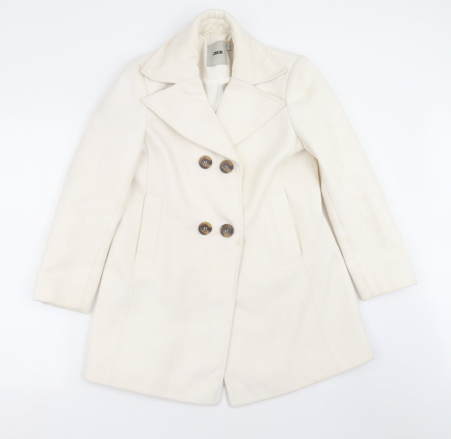 Womens UK Size 8 ASOS Ivory Pea Coat