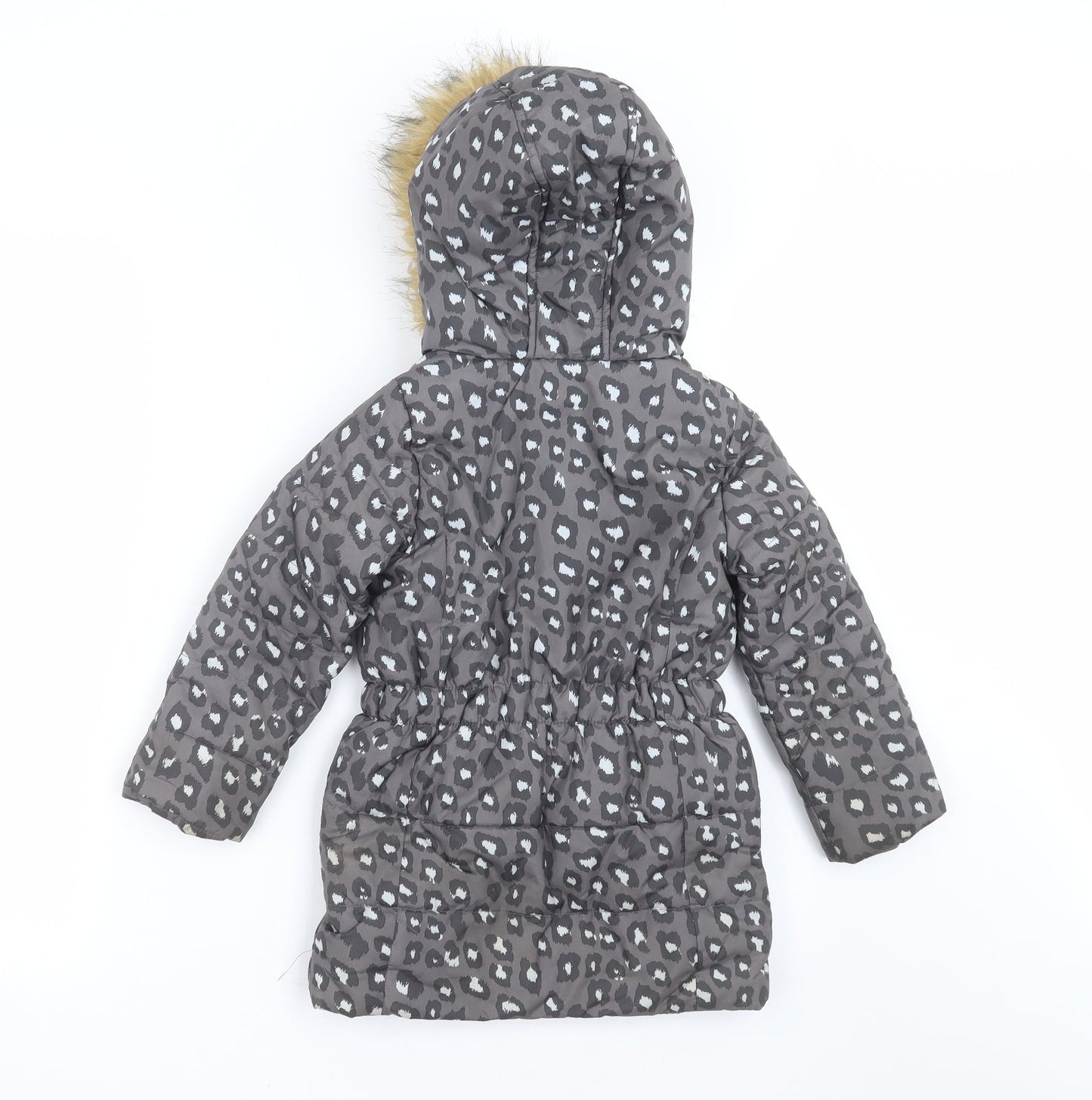 Emoi Girls Grey Animal Print  Parka Jacket Size 3 Years