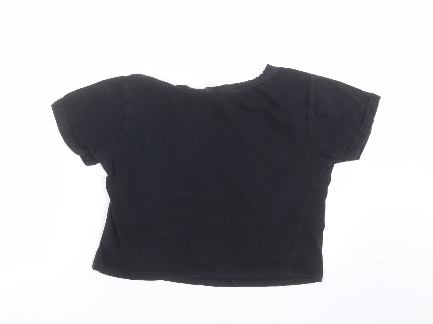 New Look Girls Black   Cropped T-Shirt Size M  - cactus