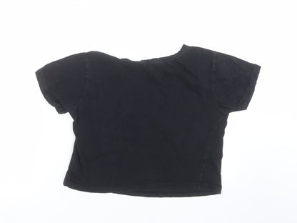 New Look Girls Black   Cropped T-Shirt Size M  - cactus
