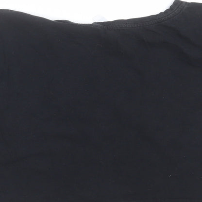 New Look Girls Black   Cropped T-Shirt Size M  - cactus