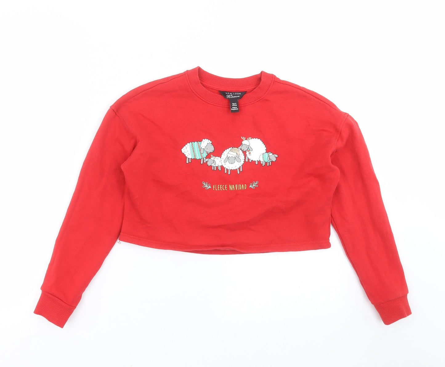 New Look Girls Red   Pullover Sweatshirt Size 9 Years  - sheep, christmas