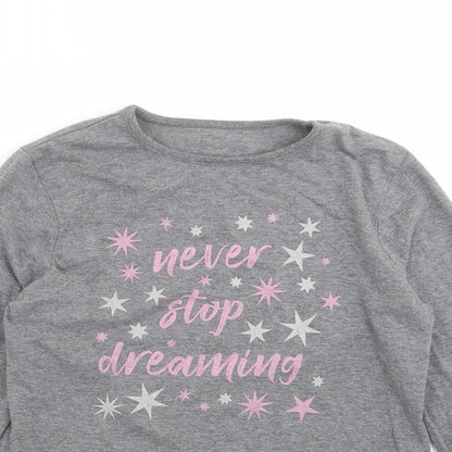 Primark Girls Grey Solid  Top Pyjama Top Size 12-13 Years  - Never Stop Dreaming