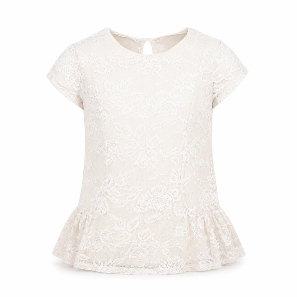 Front view of George girls’ pink floral basic blouse, size 11-12, years