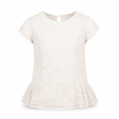 Front view of George girls’ pink floral basic blouse, size 11-12, years