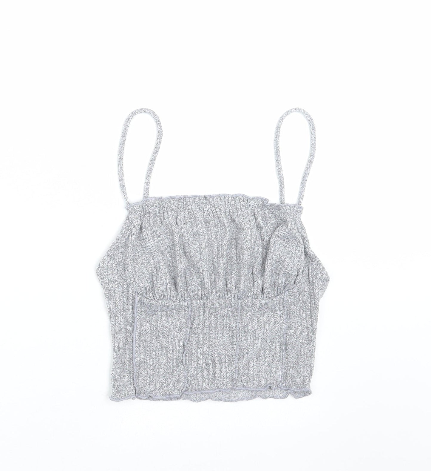 SheIn Womens Grey Striped  Cropped T-Shirt Size XS