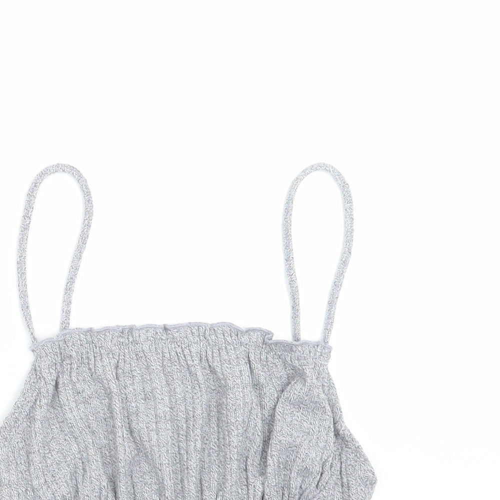 SheIn Womens Grey Striped  Cropped T-Shirt Size XS