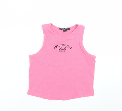 Womens UK Size S Select Pink Cropped T-Shirt