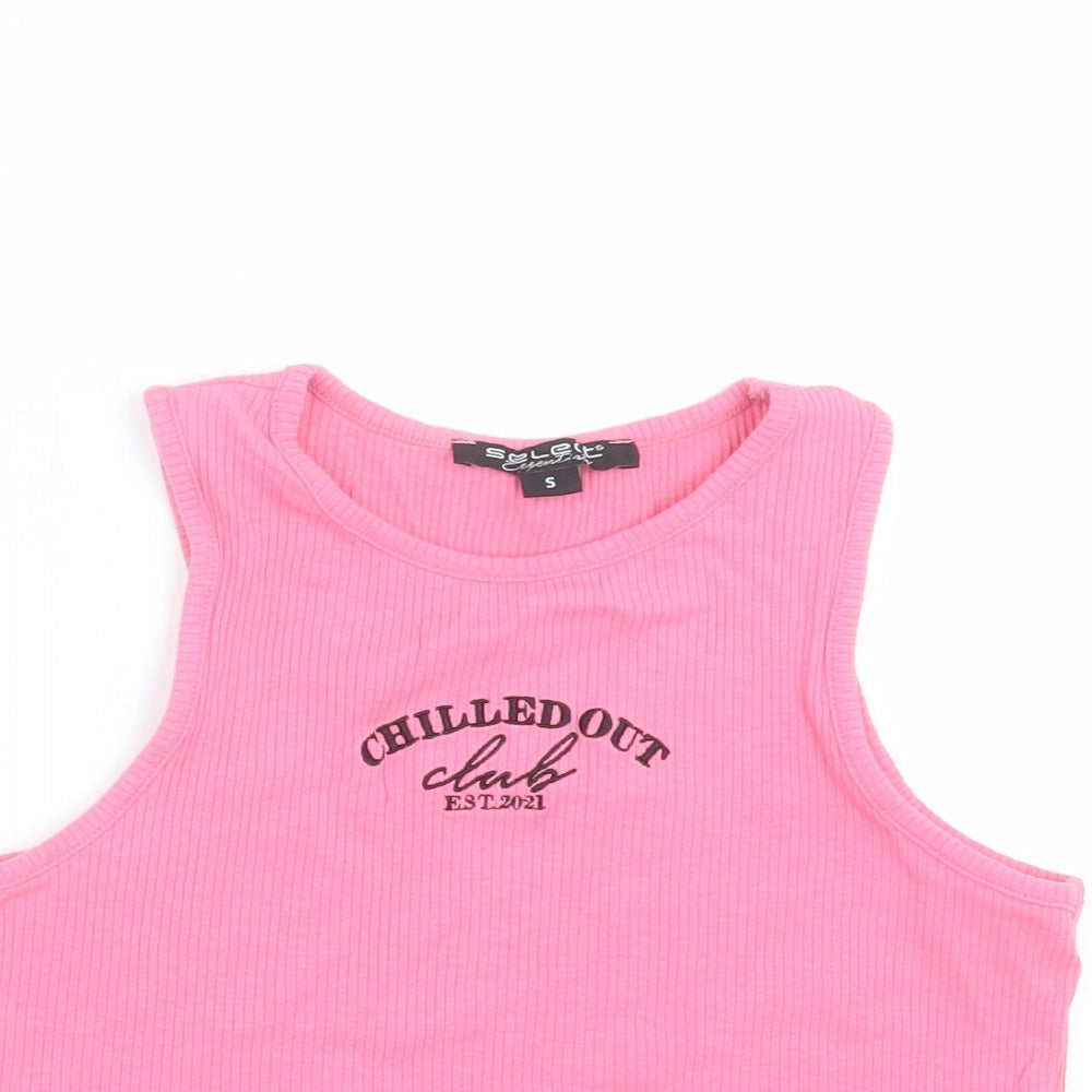 Womens UK Size S Select Pink Cropped T-Shirt