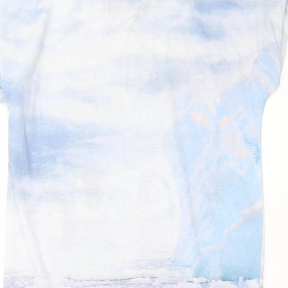 Brand and care label for Select women’s blue solid top nightshirt, size S, - pengins