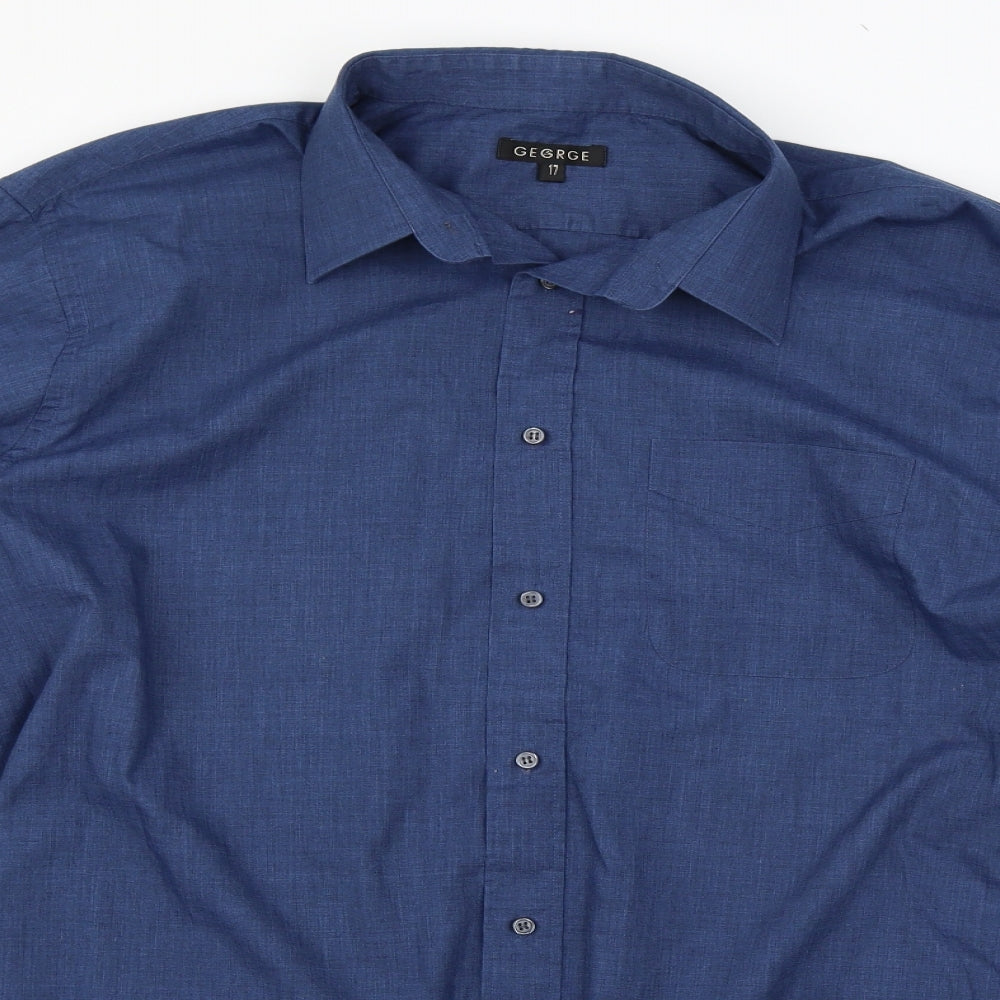 George Mens Blue    Button-Up Size 17