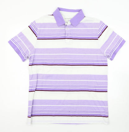 Primark Mens Purple Striped   Polo Size S