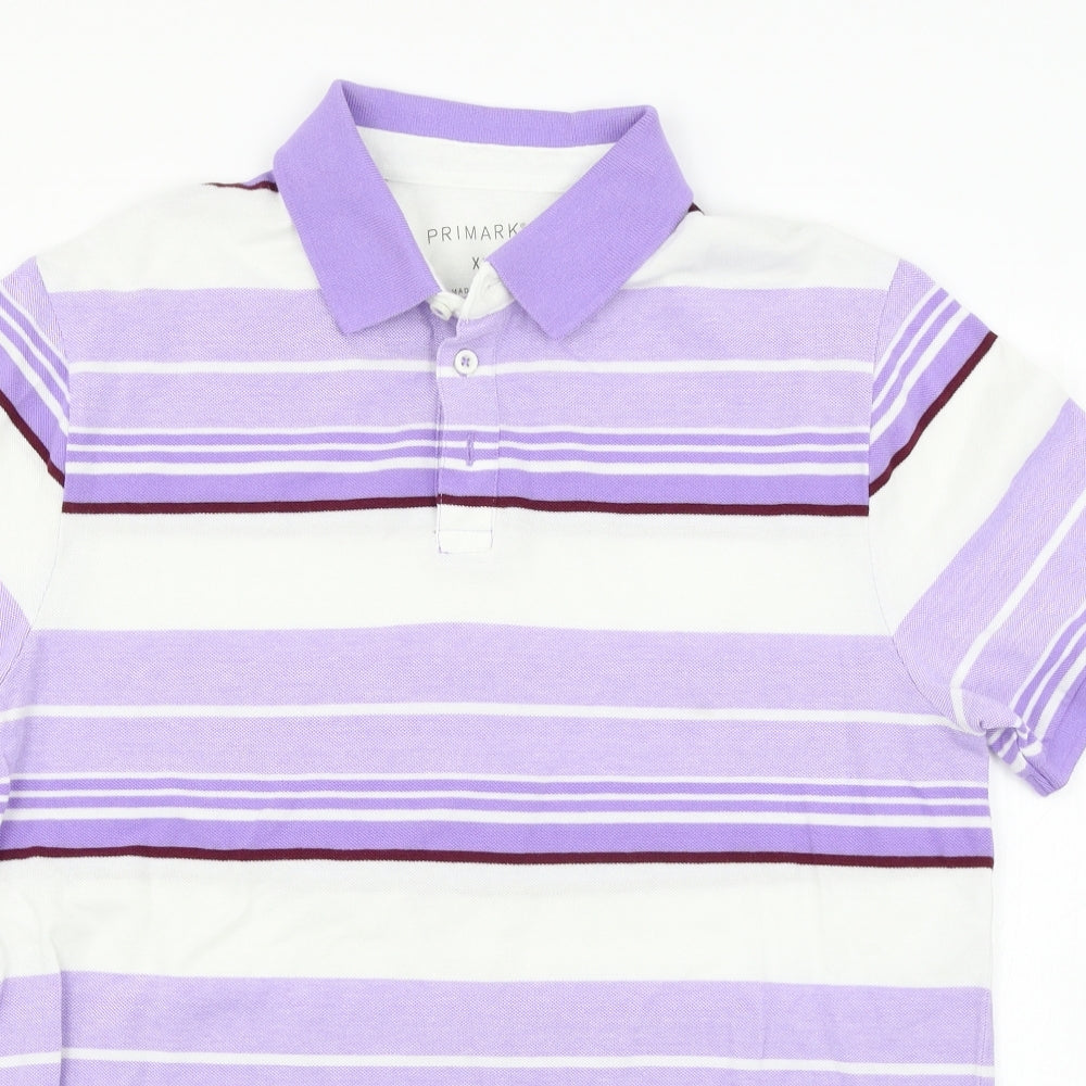 Primark Mens Purple Striped   Polo Size S