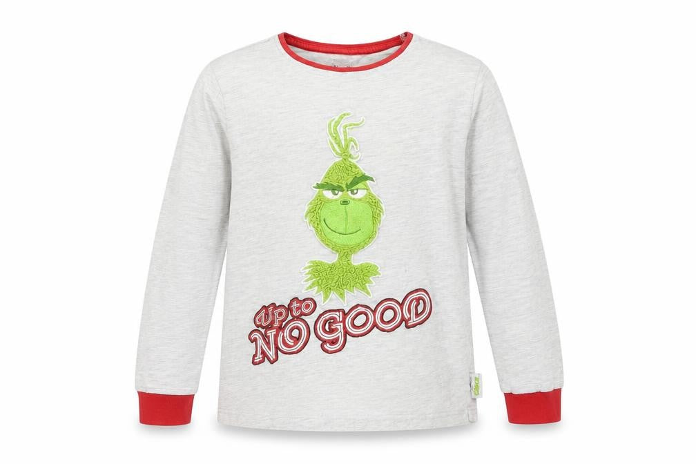 Front view of Primark boys’ grey solid pyjama top, size 9-10, years