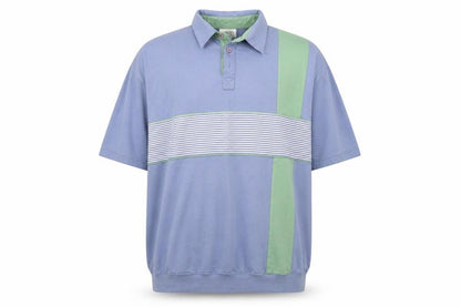 Front view of Casual Club men’s multicoloured striped polo, size XL