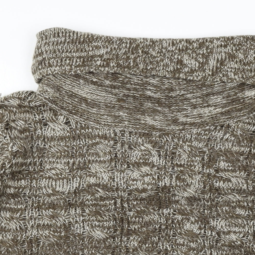 Close-up detail of Shy women’s brown jumper, size L