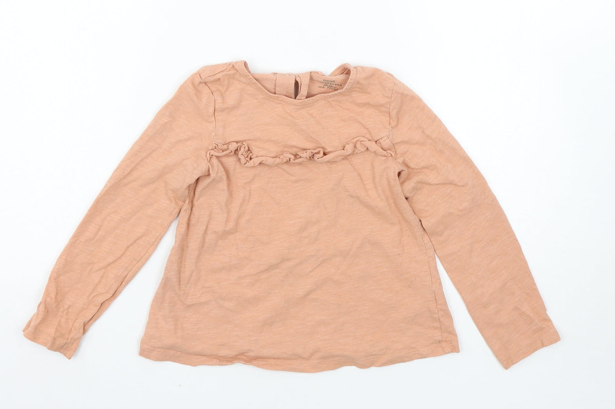 Additional front view of Next girls’ pink basic t-shirt, size 5-6, years
