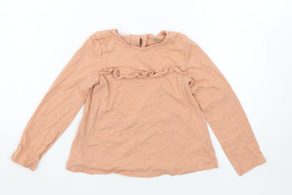 Additional front view of Next girls’ pink basic t-shirt, size 5-6, years