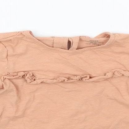Close-up detail of Next girls’ pink basic t-shirt, size 5-6, years