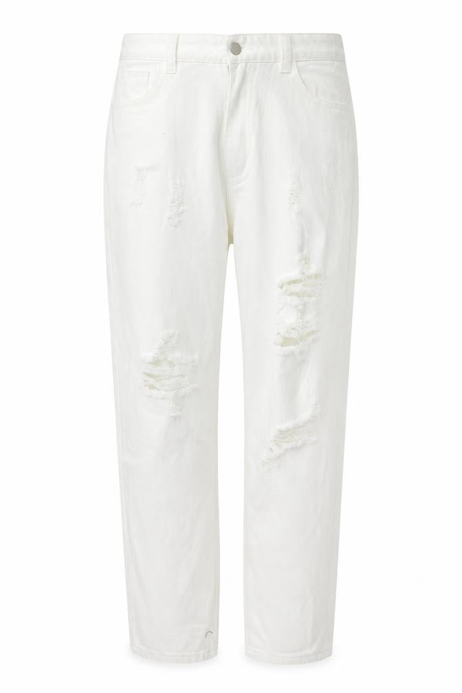 Womens UK Size L SheIn Regular Fit Straight White Jeans