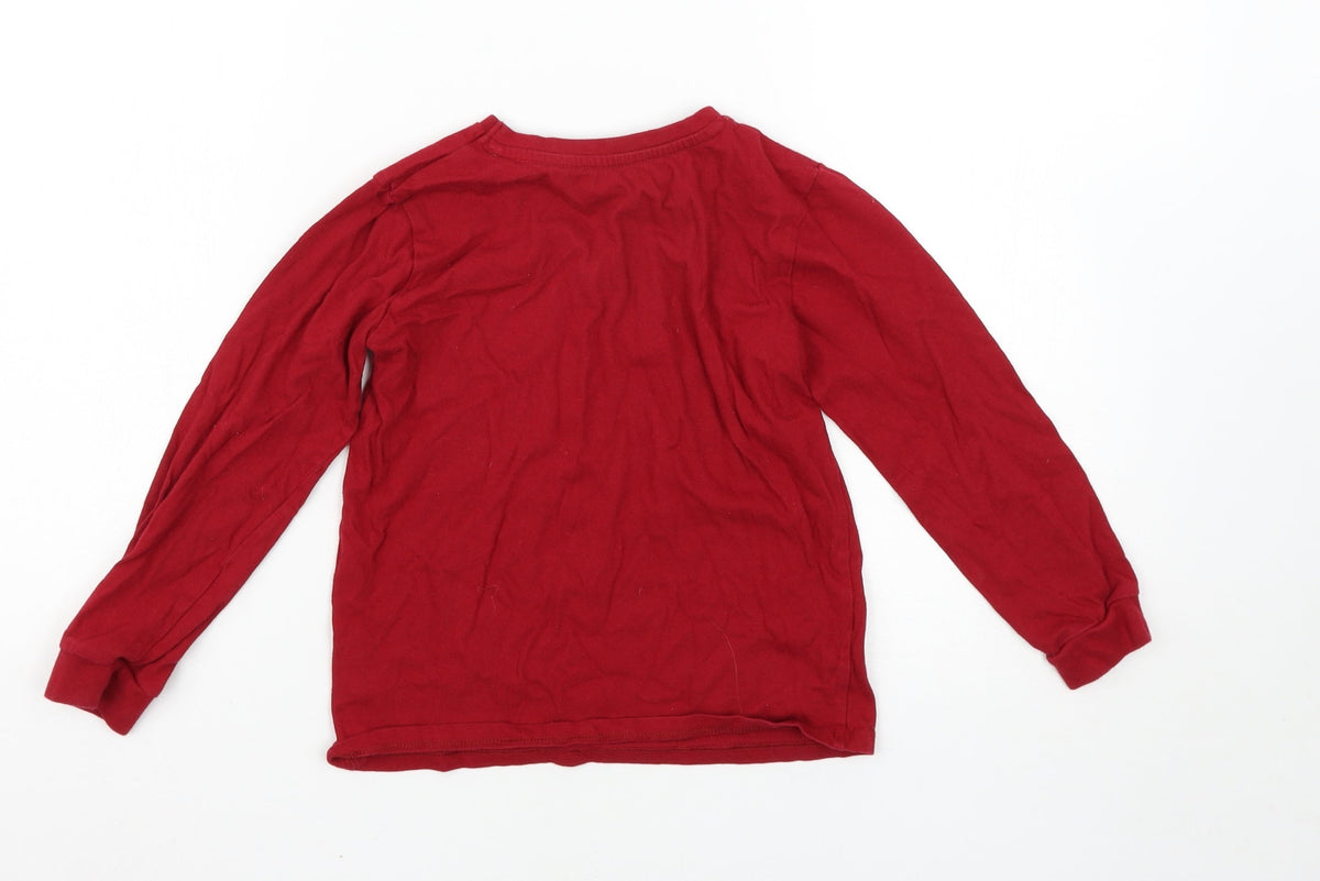 Back view of Nutmeg girls’ red solid top pyjama top, size 6-7, years