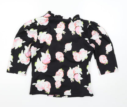 SheIn Womens Black Floral  Basic Blouse Size M