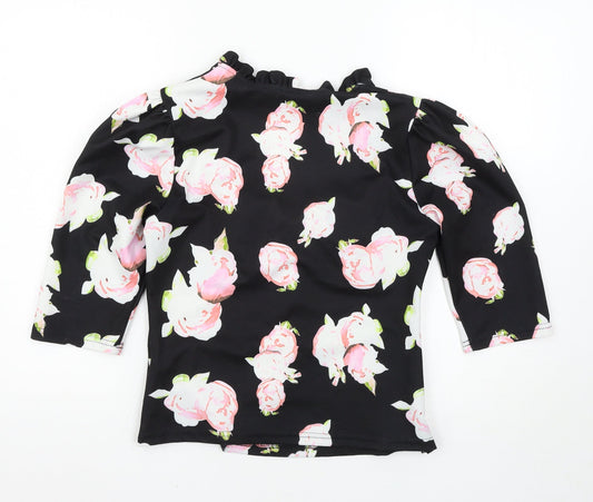 SheIn Womens Black Floral  Basic Blouse Size M