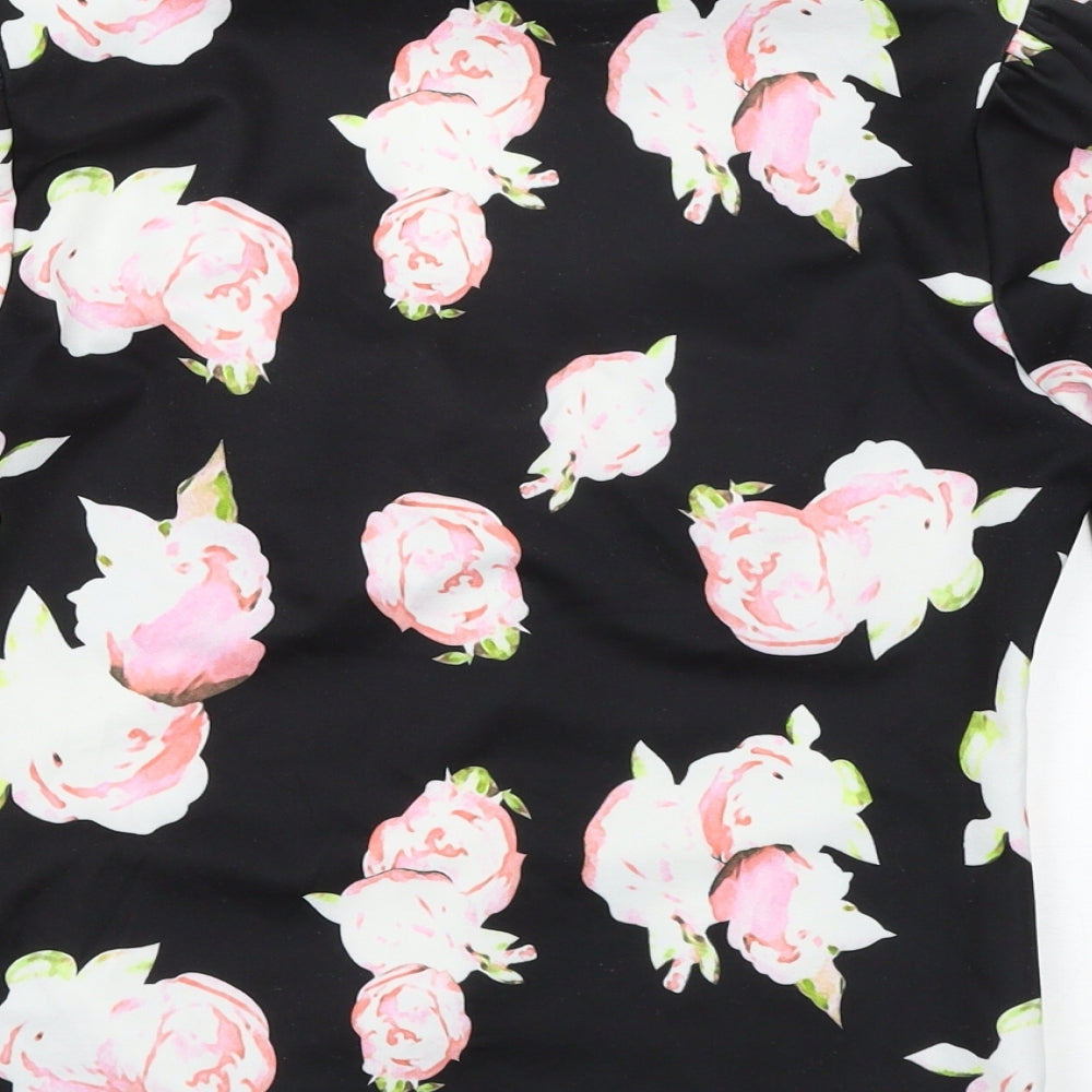 SheIn Womens Black Floral  Basic Blouse Size M